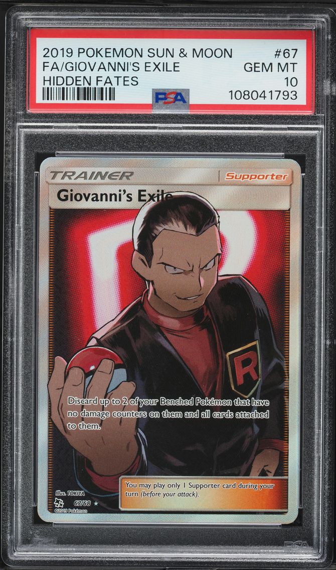 2019 #67 Full Art/Giovanni's Exile PSA 10 Sun & Moon Hidden Fates Pokemon