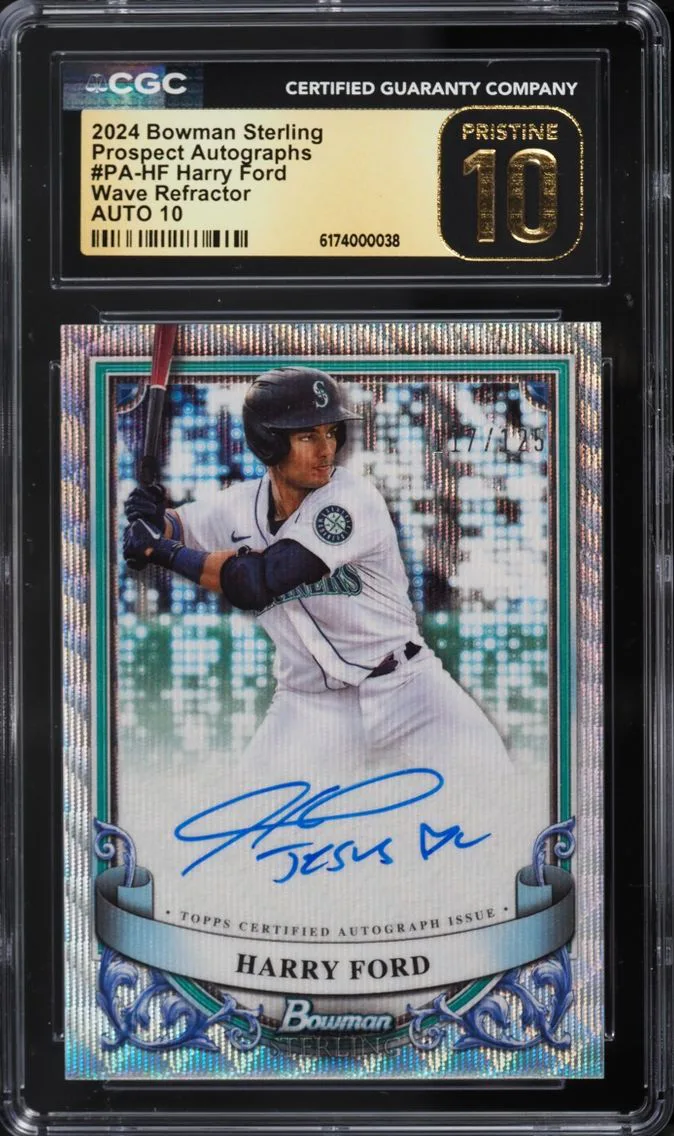 2024 Bowman Sterling Wave Refractor Harry Ford PROSPECT AUTO /125 #PA-HF CGC 10 PRISTINE