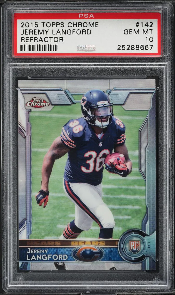 2015 Topps Chrome Refractor Jeremy Langford ROOKIE #142 PSA 10 GEM MINT