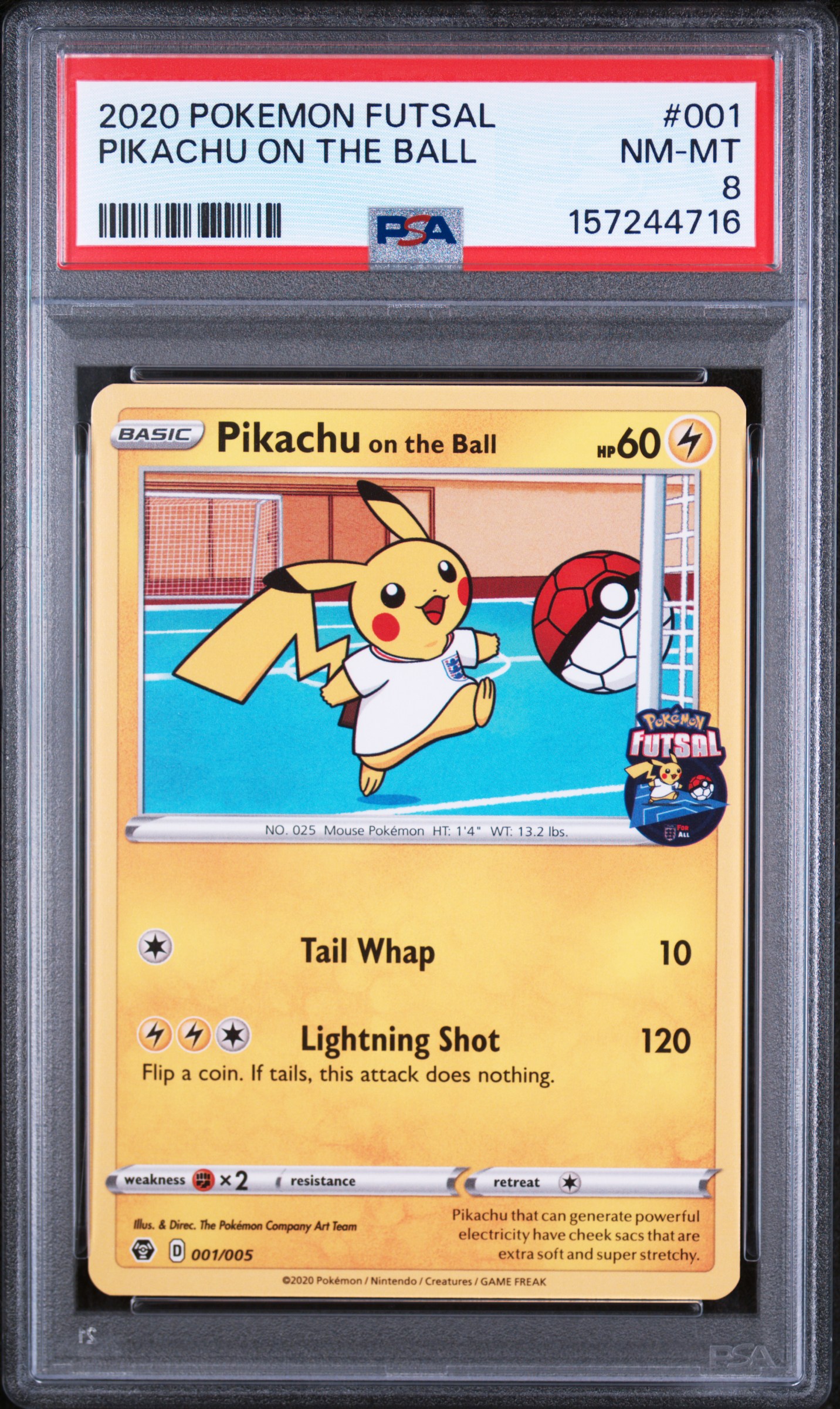 2020 #001 Pikachu On The Ball PSA 8 Futsal