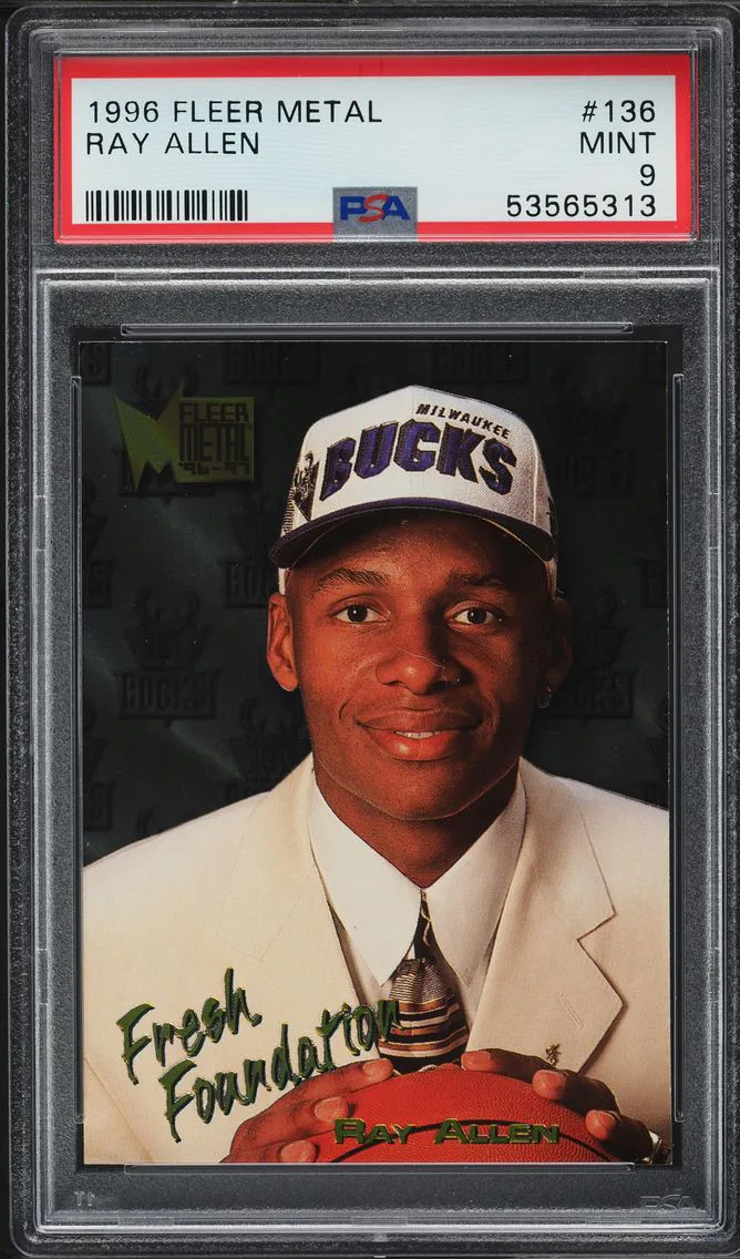 1996 METAL FRESH FOUNDATIONS RAY ALLEN ROOKIE #136 PSA 9 MINT
