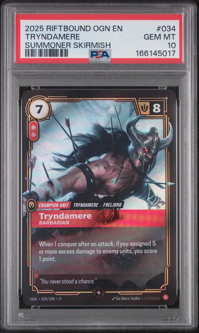 2025 #034 Tryndamere - Barbarian PSA 10 Riftbound: League of Legends Ogn-Origins