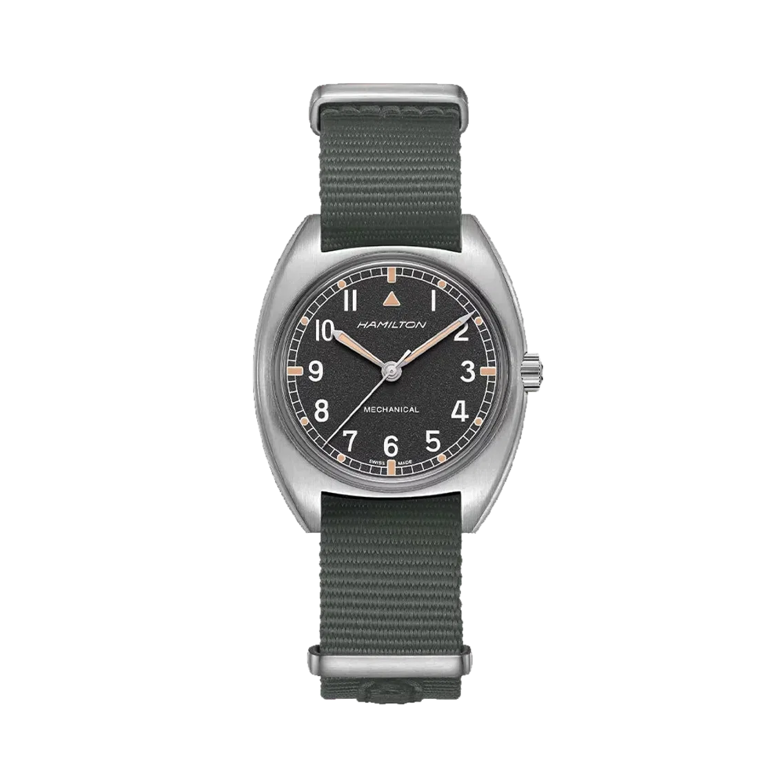 Hamilton Khaki Aviation Pilot Pioneer Mechanical 33mm - Black on One-Piece Textile Strap