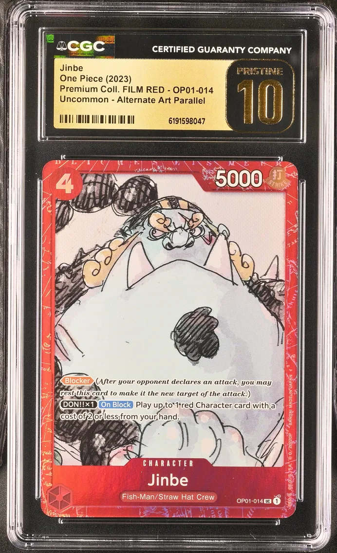2023 #OP01-014 Jinbe CGC 10 Pristine Premium Collection FILM RED (Foil) - English