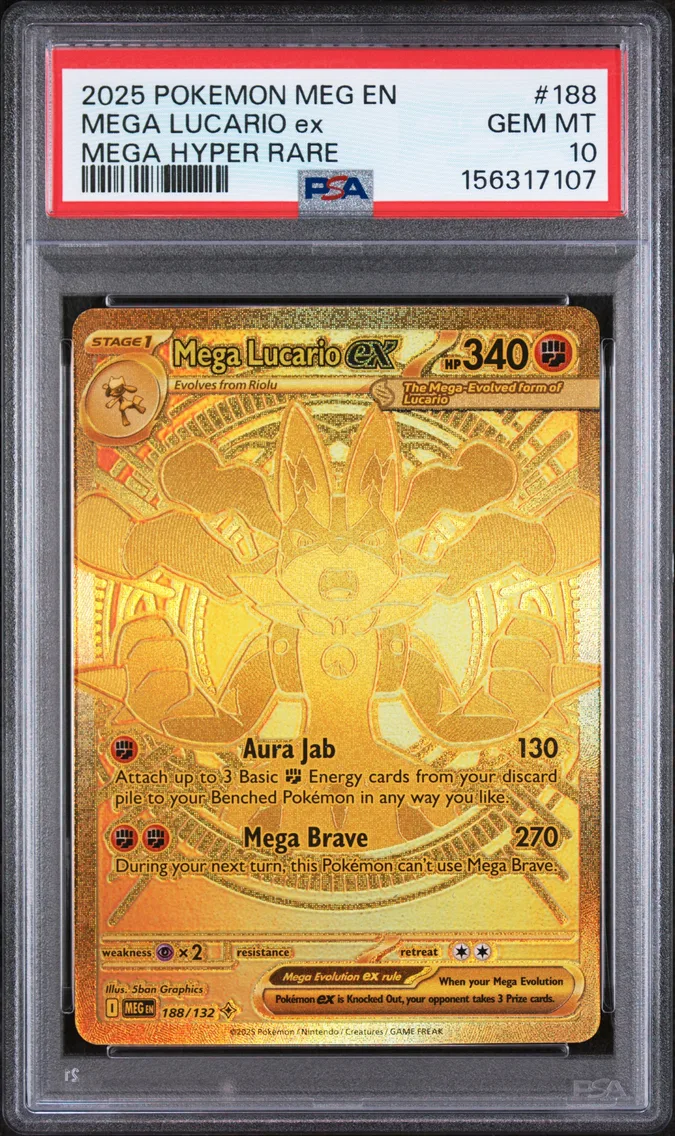 2025 #188 Mega Lucario EX PSA 10 Meg EN-Mega Evolution