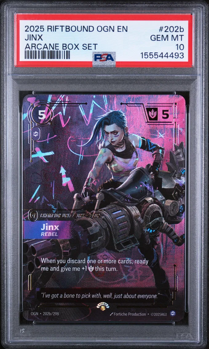 2025 #202b Jinx - Rebel PSA 10 Riftbound: League of Legends Ogn-Origins