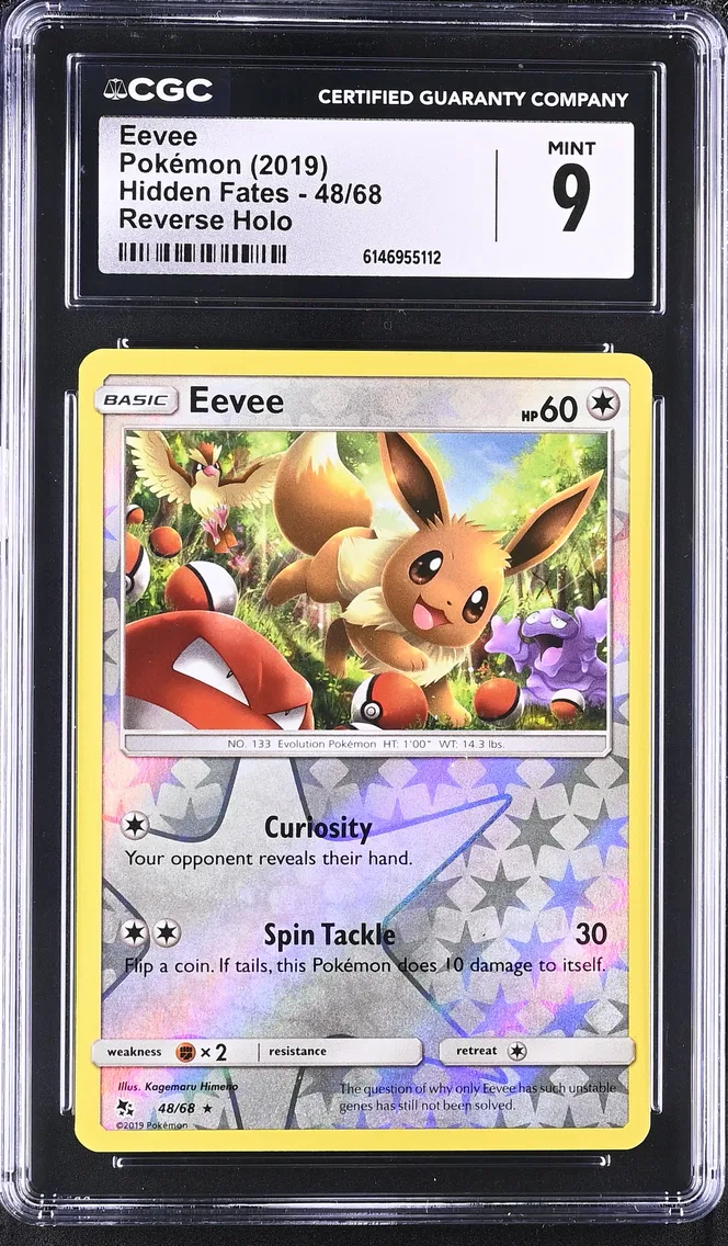 2019 #48 Eevee Reverse Holo CGC 9 Hidden Fates - English