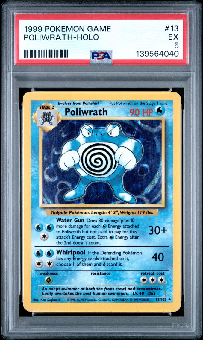 1999 #13 Poliwrath-Holo PSA 5 Game Pokemon