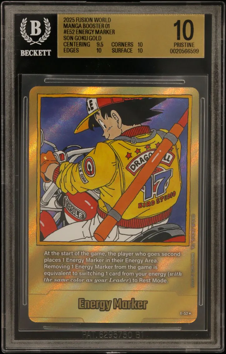 2025 #E52 Energy Marker (Son Goku) GOLD BGS 10 Dragon Ball Super Card Game Fusion World Manga Booster 01