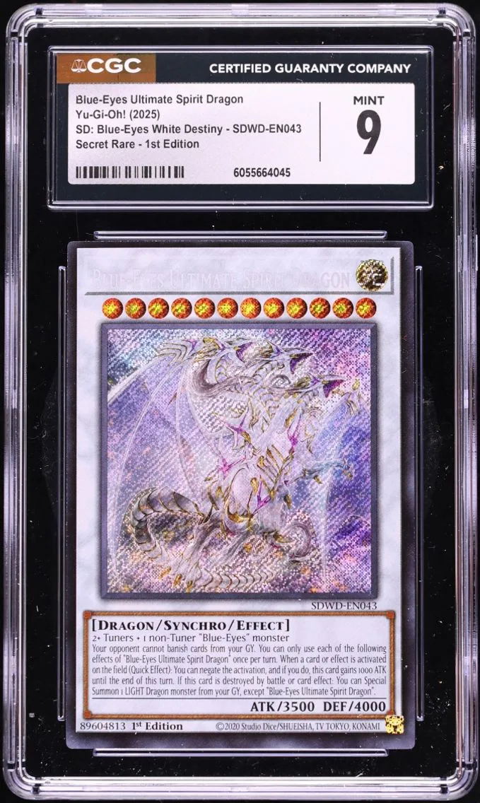 2025 #SDWD-EN043 Blue-Eyes Ultimate Spirit Dragon CGC 9 Yu-Gi-Oh! SDWD 1st Edition Secret Rare