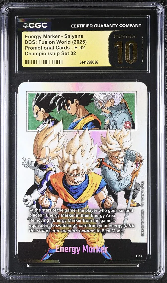 2025 #E-92 Energy Marker - Saiyans CGC 10 Pristine Promotional Cards - English