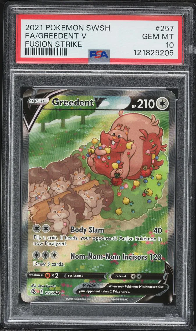 2021 #257 Full Art/Greedent V PSA 10 Sword & Shield Fusion Strike Pokemon