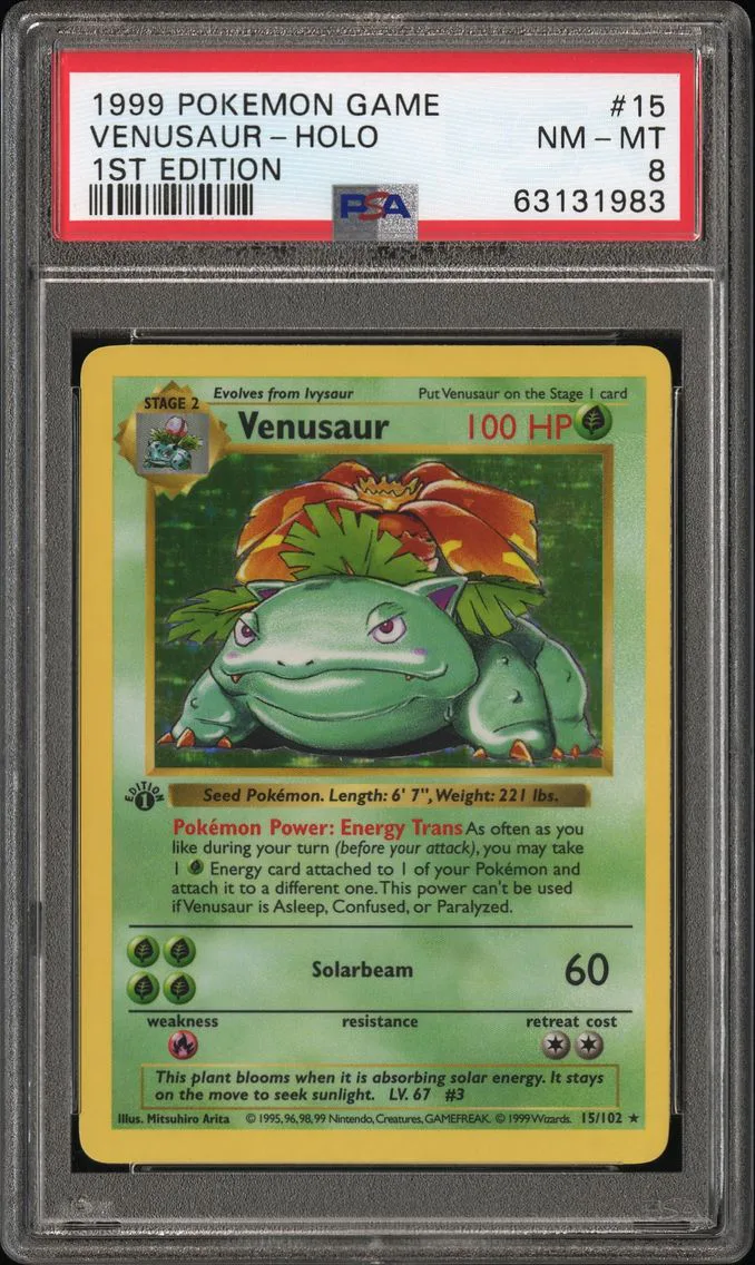 1999 #15 Venusaur-Holo 1st Edition PSA 8 Game