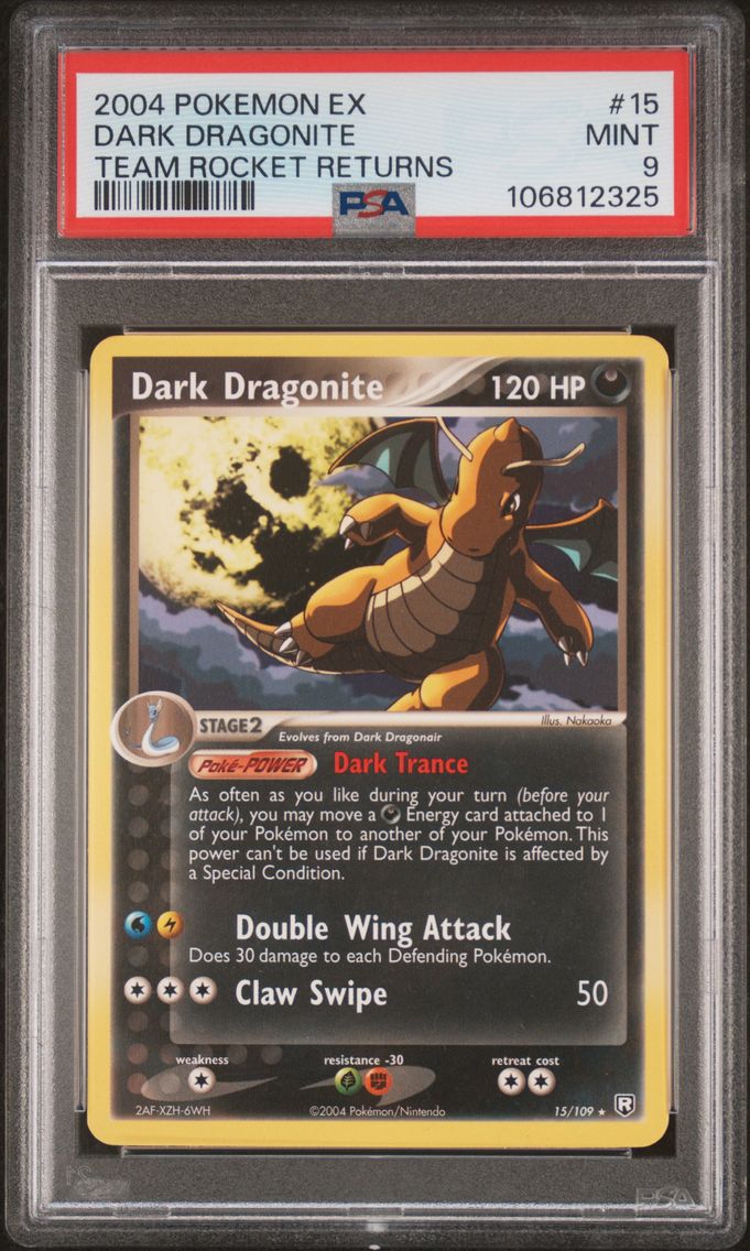2004 #15 DARK DRAGONITE PSA 9 POKEMON EX TEAM ROCKET RETURNS