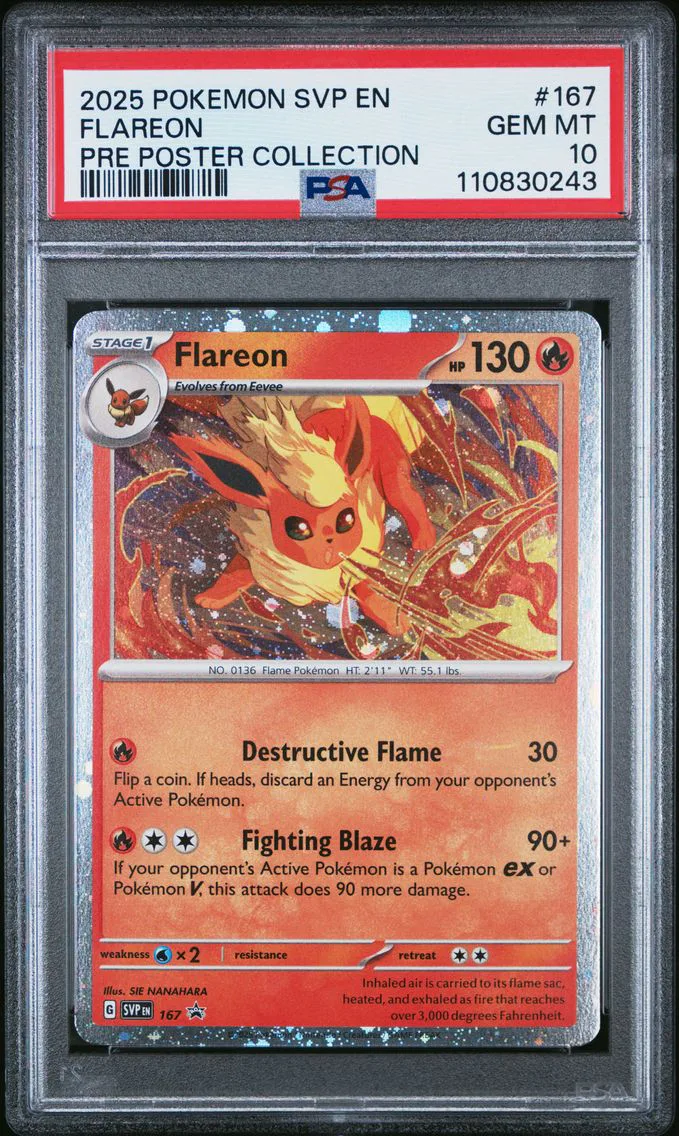 2025 #167 Flareon PSA 10 Svp EN-SV Black Star Promo Pokemon