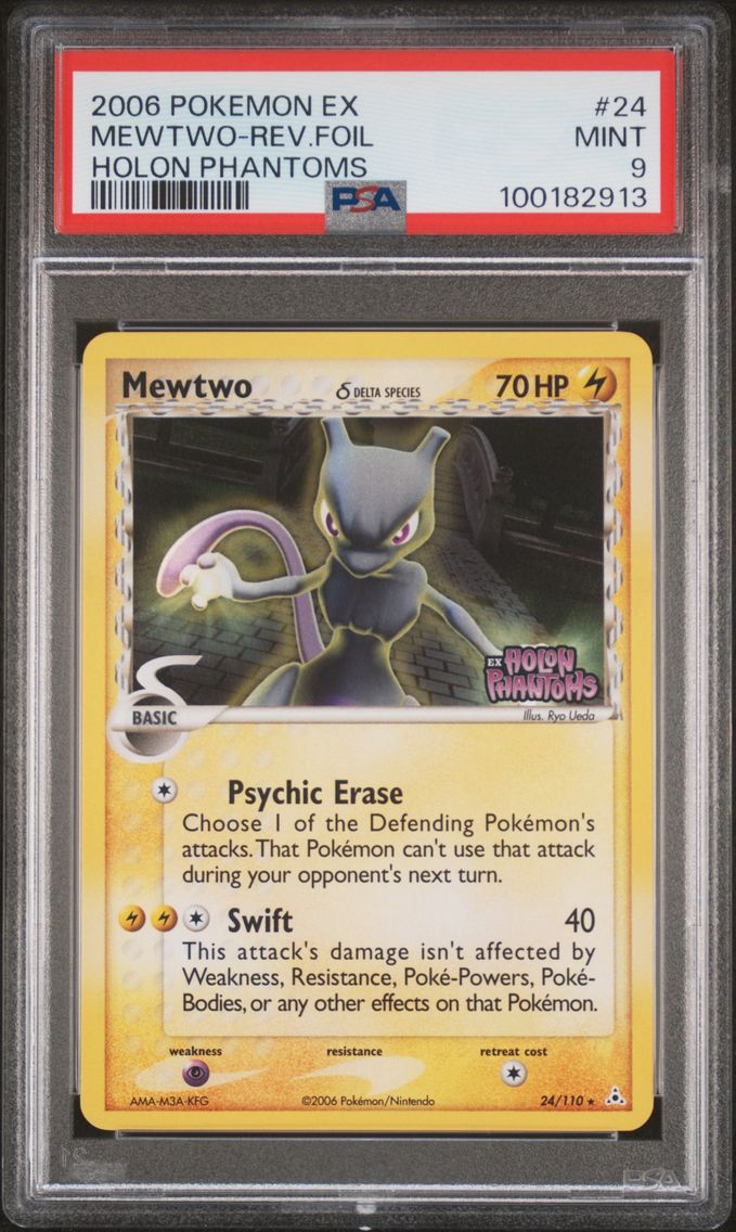 2006 #24 Mewtwo-Reverse Foil PSA 9 EX Holon Phantoms