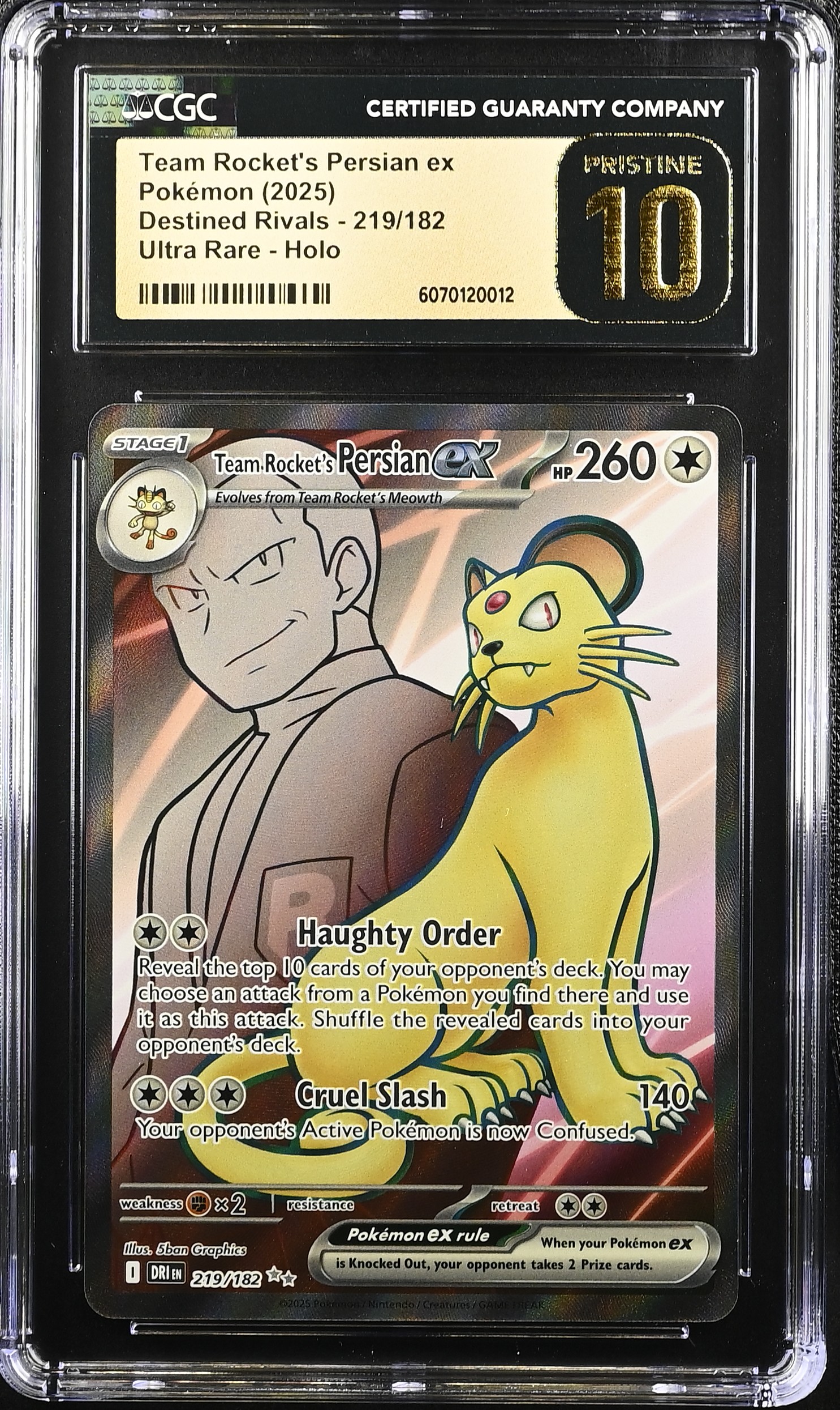 2025 #219 Team Rocket'S Persian Ex CGC 10 Pristine Destined Rivals - Dri En - English