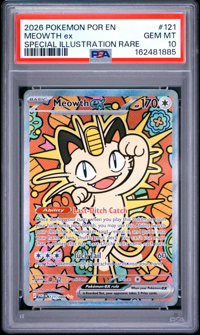 2026 #121 Meowth EX PSA 10 Por EN-Perfect Order