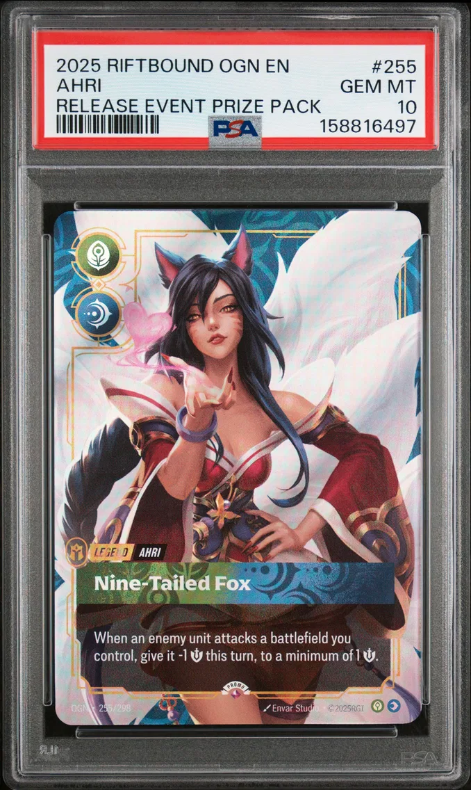 2025 #255 Ahri - Nine-Tailed Fox PSA 10 Riftbound: League of Legends Ogn-Origins