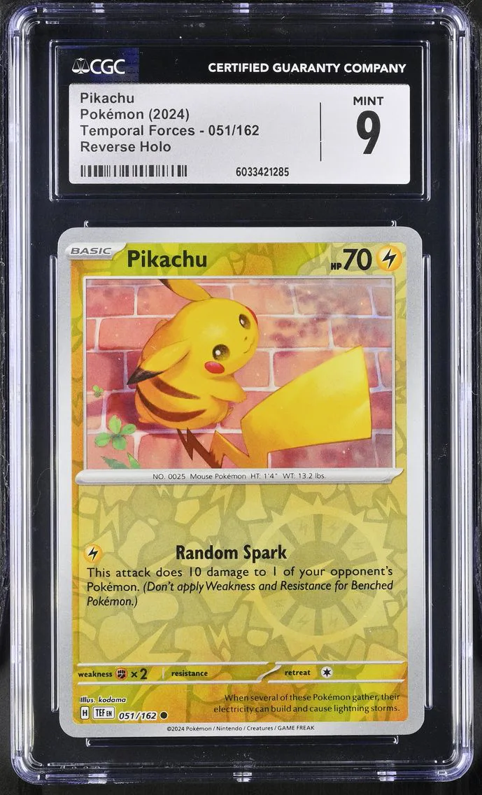 2024 #051 Pikachu Reverse Holo CGC 9 Temporal Forces - TEF EN - English