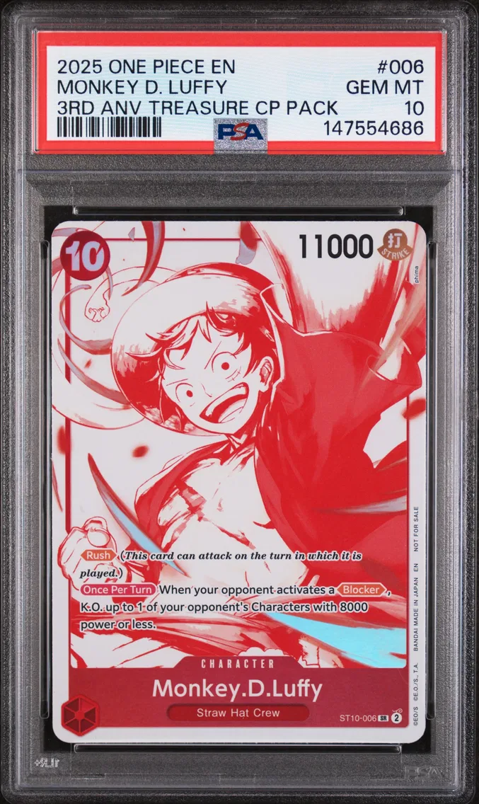 2025 #006 Monkey D. Luffy PSA 10 One Piece 3rd Anniversary! One Piece Card Treasure Campaign Pack