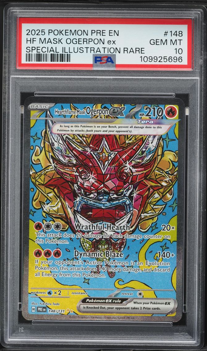 2025 #148 Hearthflame Mask Ogerpon EX PSA 10 Pre EN-Prismatic Evolutions Pokemon