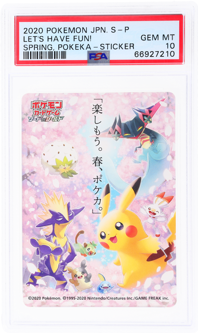 2020 #NA SPRING PROMO JAPANESE POKEKA STICKER LET'S HAVE FUN! PSA 10 POKEMON