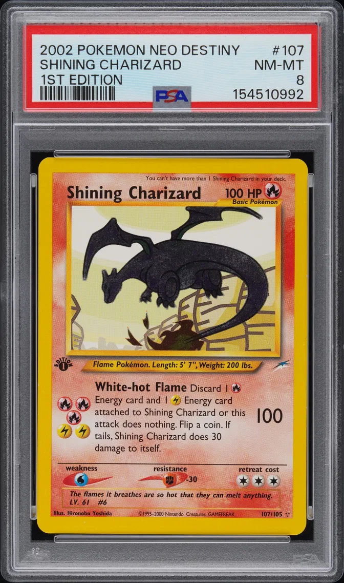 2002 #107 Shining Charizard 1st Edition PSA 8 Neo Destiny
