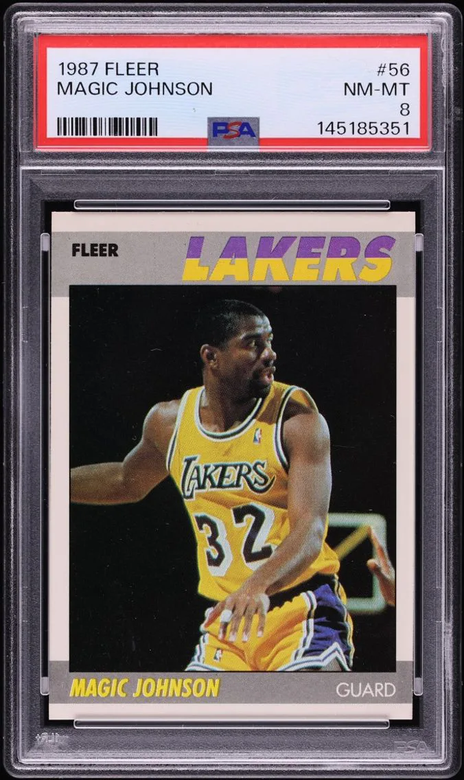 1987 Fleer Basketball Magic Johnson #56 PSA 8 NM-MT