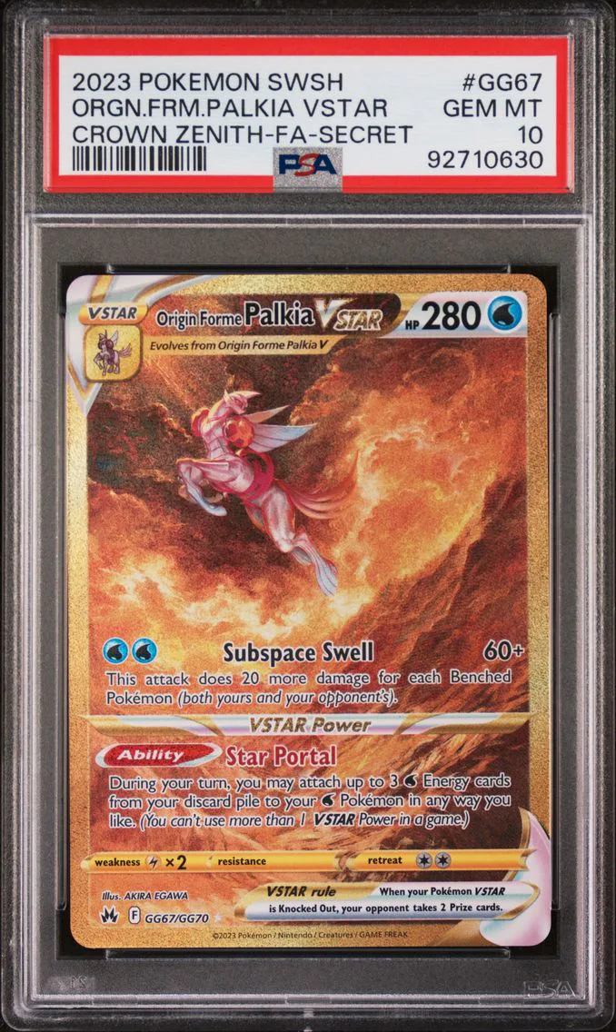 2023 #GG67 Full Art/Origin Forme Palkia Vstar PSA 10 Sword and Shield Crown Zenith Pokemon