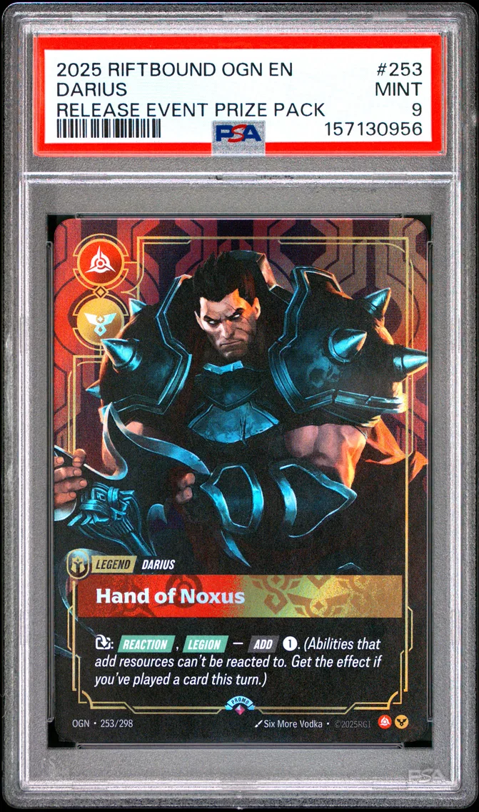 2025 #253 Darius - Hand of Noxus PSA 9 Riftbound: League of Legends Ogn-Origins