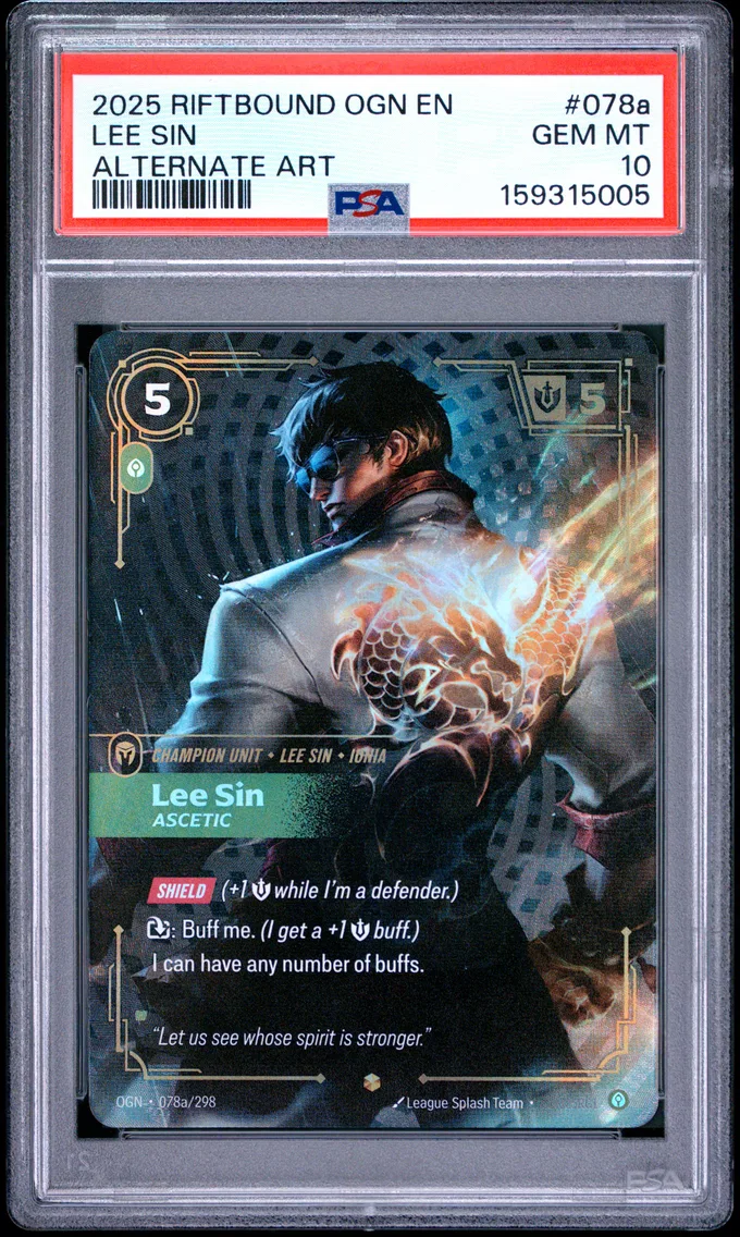 2025 #078a Lee Sin - Ascetic PSA 10 Riftbound: League of Legends Ogn-Origins