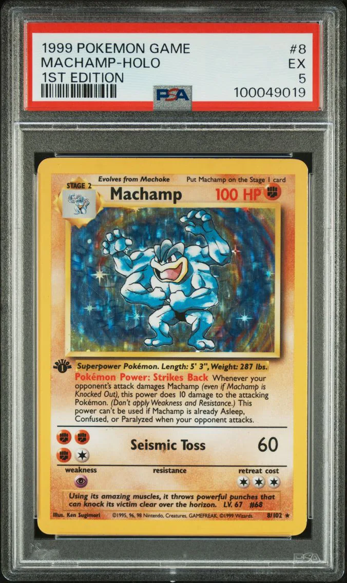 1999 #8 Machamp-Holo 1st Edition PSA 5 Game Pokemon