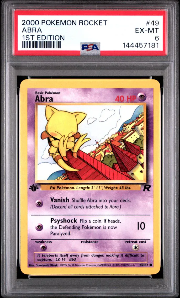 2000 #49 Abra 1st Edition PSA 6 Rocket Pokemon