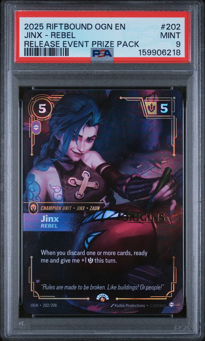 2025 #202 Jinx - Rebel PSA 9 Riftbound: League of Legends Ogn-Origins