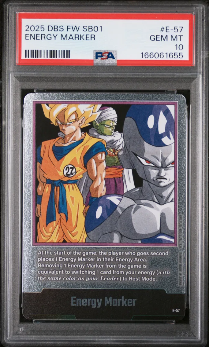 2025 #E-57 Energy Marker PSA 10 Dragon Ball Super Card Game Fusion World Manga Booster 01