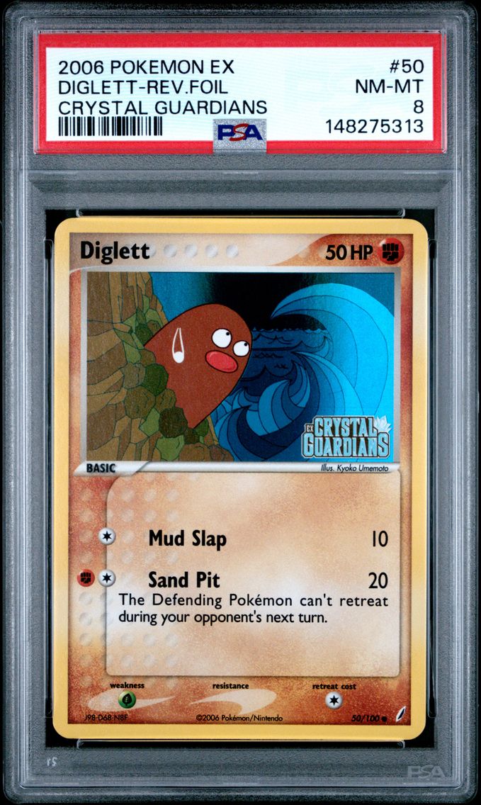 2006 #50 Diglett-Reverse Foil PSA 8 EX Crystal Guardians Pokemon