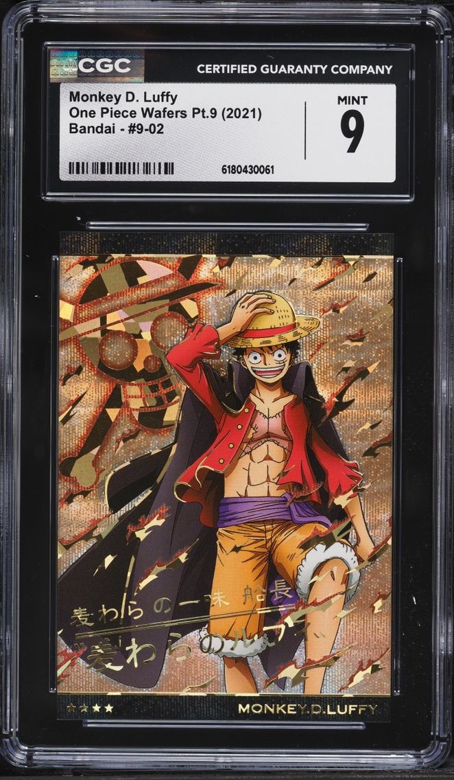 2021 #9-02 Monkey D. Luffy CGC 9 One Piece Japanese Wafers Bandai Pt. 9