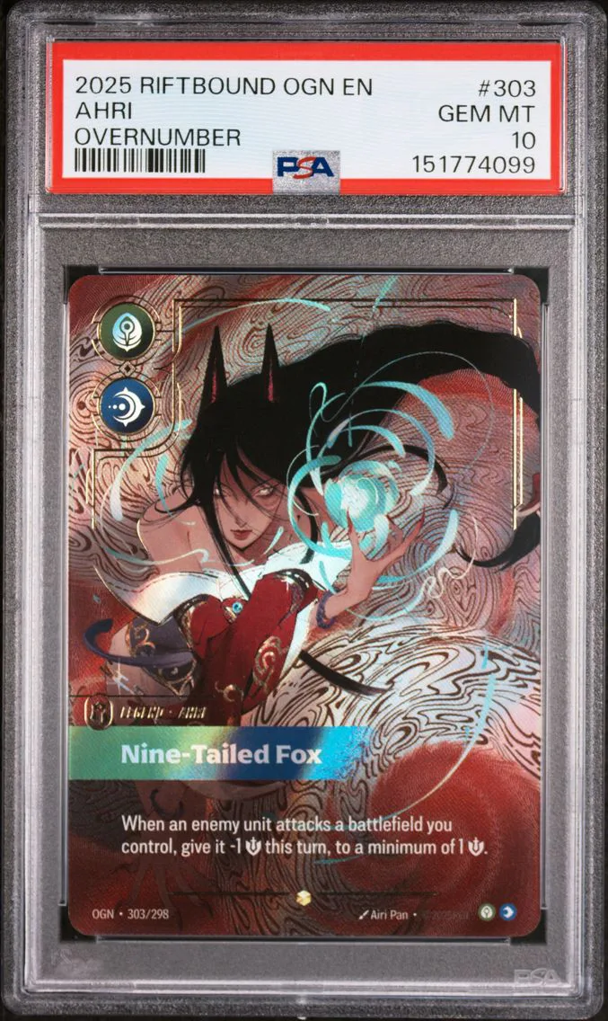 2025 #303 Ahri - Nine-Tailed Fox PSA 10 Riftbound: League of Legends Ogn-Origins