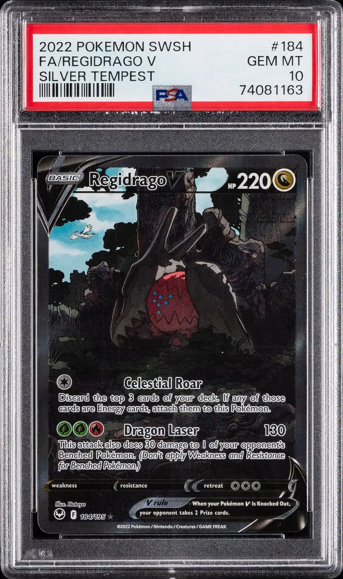 2022 #184 Full Art/Regidrago V PSA 10 Sword & Shield Silver Tempest Pokemon