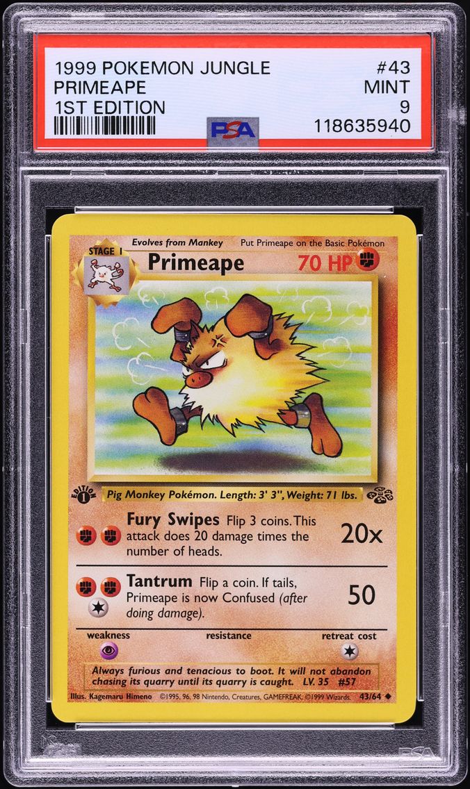 1999 #43 Primeape 1st Edition PSA 9 Jungle Pokemon
