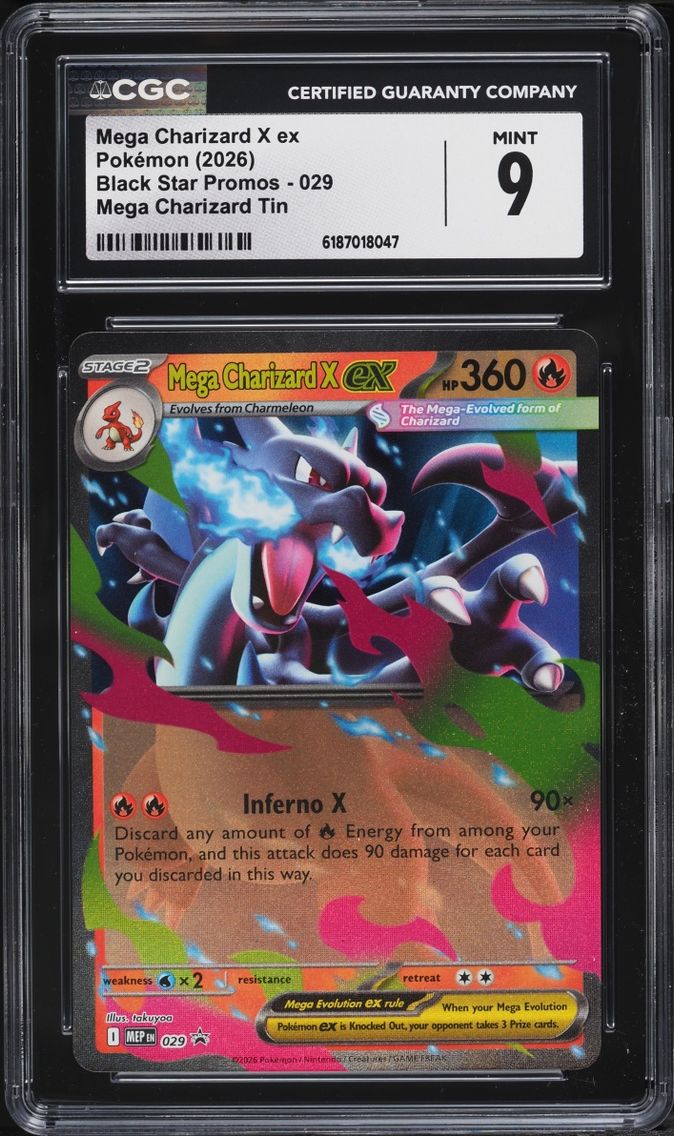 2026 #29 Mega Charizard X EX CGC 9 Pokemon Mega Evolution Black Star Promo Tin