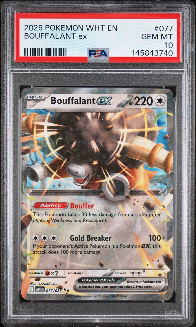 2025 #077 Bouffalant EX PSA 10 Wht EN-White Flare