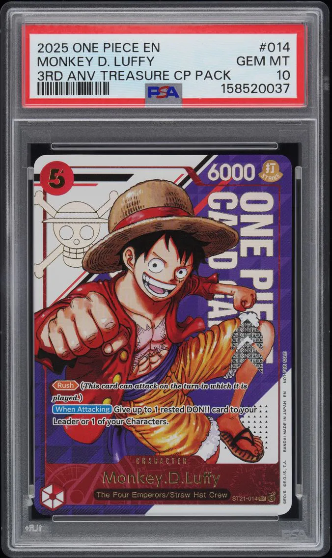 2025 #014 Monkey D. Luffy PSA 10 One Piece 3rd Anniversary! One Piece Card Treasure Campaign Pack