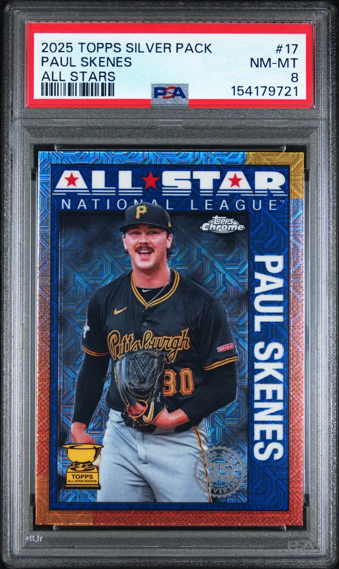 2025 #17 Paul Skenes PSA 8 Topps Silver Pack 1990 Chrome All Stars