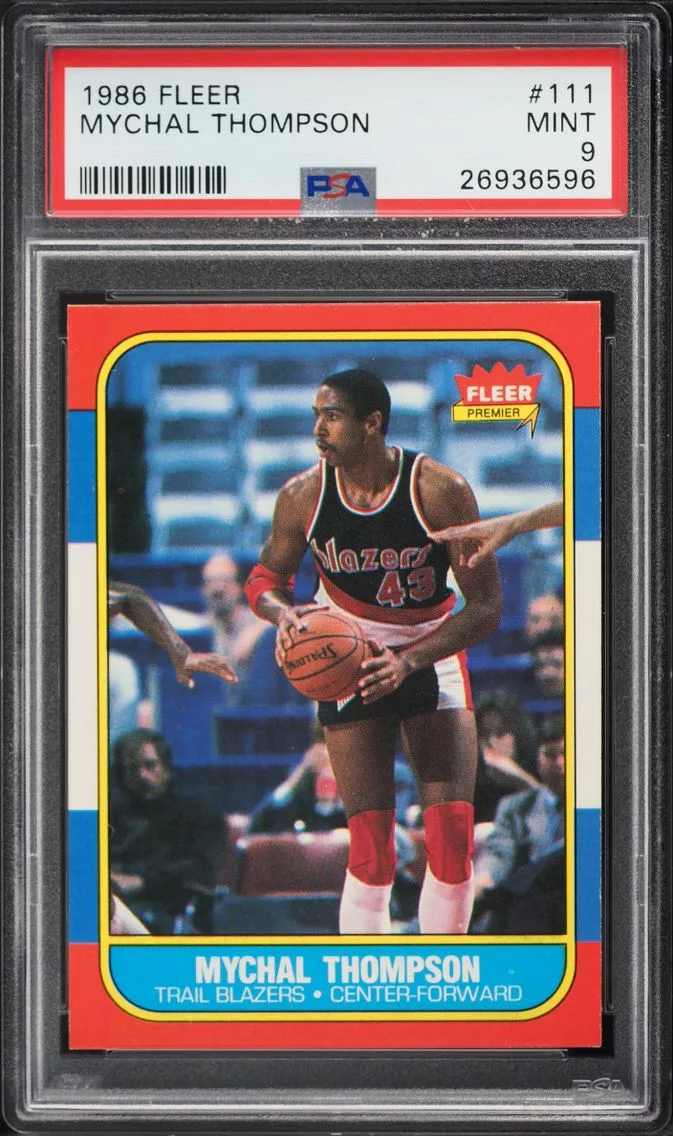 1986 Fleer Basketball Mychal Thompson #111 PSA 9 MINT