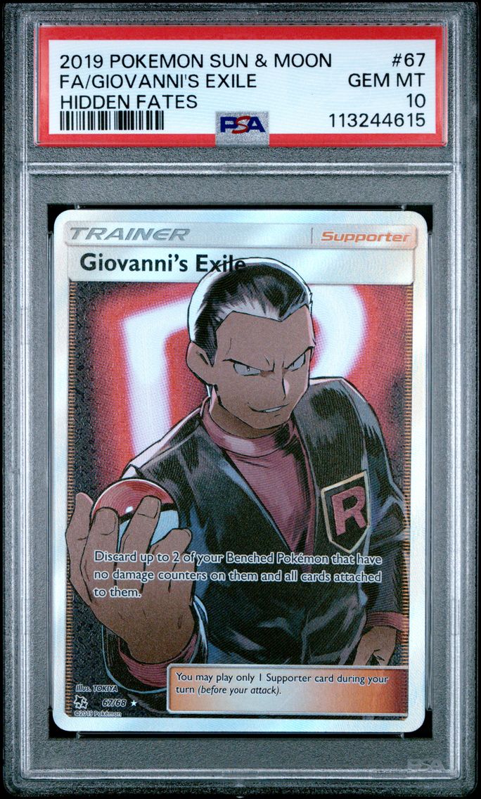 2019 #67 Full Art/Giovanni's Exile PSA 10 Sun & Moon Hidden Fates Pokemon