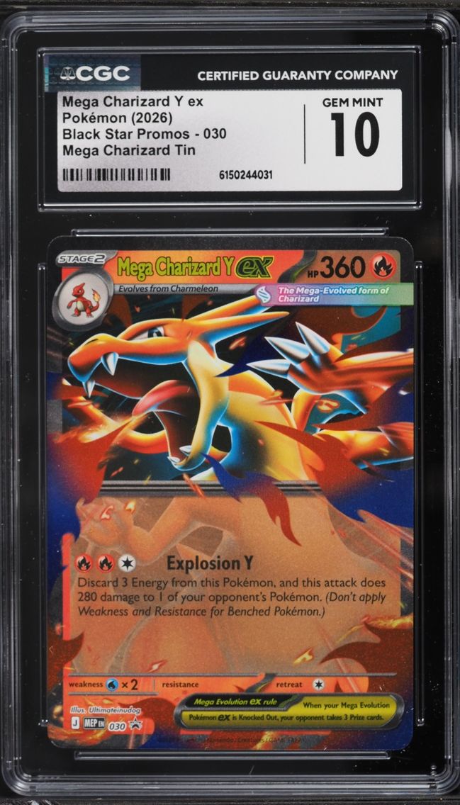 2026 Pokemon Mega Evolution Black Star Promo Tin Mega Charizard Y EX #30 CGC 10 GEM MINT
