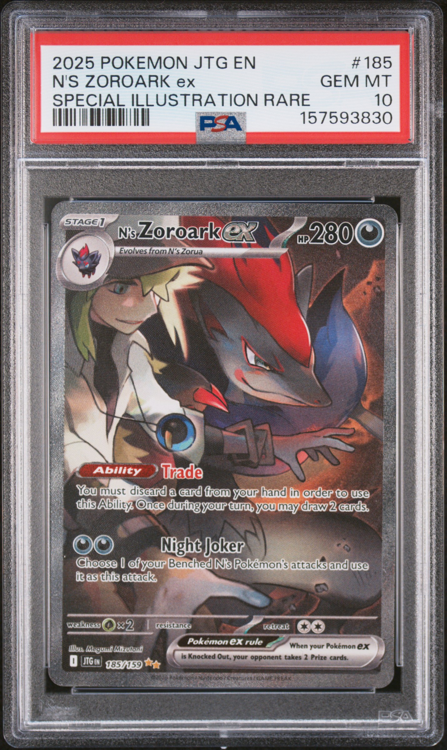 2025 #185 N'S Zoroark Ex PSA 10 Jtg En-Journey Together