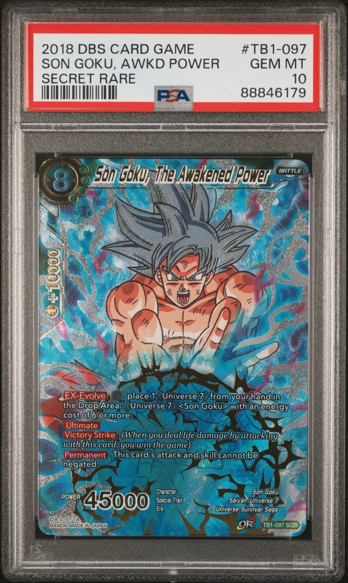 2018 #TB1-097 Son Goku, the Awakened Power PSA 10 Dragon Ball Super Card Game Themed Booster 1 Tournament of Power